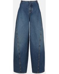 Alaïa - Mid-Rise Barrel-Leg Jeans - Lyst