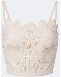 Elie Saab - Embroidered Scalloped Crop Top - Lyst