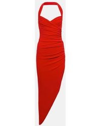 Norma Kamali - Cayla Asymmetric Draped Stretch-jersey Midi Dress - Lyst