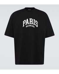 Balenciaga - Paris Logo Cotton T-shirt Black - Lyst