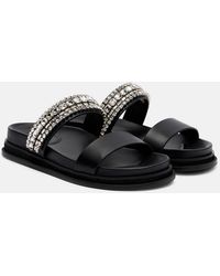 Jimmy Choo - Jadi Crystal-Embellished Leather Slides - Lyst