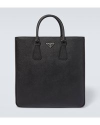 Prada - Logo Saffiano Leather Tote Bag - Lyst