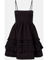 Ganni - Ruffled Cotton-Blend Minidress - Lyst