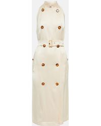 Burberry Belted Silk Midi Dress - Natural