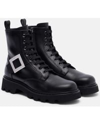 Roger Vivier - Viv Rangers Leather Ankle Boots - Lyst