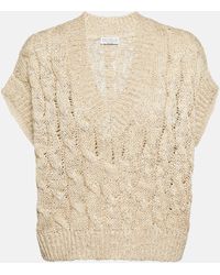 Brunello Cucinelli Cable-knit Embellished Sweater Vest - Natural