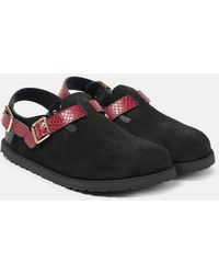 Birkenstock - Tokio Snake-Effect Suede Clogs - Lyst