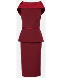 Safiyaa - Rella Draped Peplum Heavy Crepe Midi Dress - Lyst