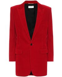 Saint Laurent Blazer In Cotone - Rosso