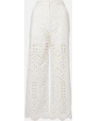 Veronica Beard - Kemper Embroidered Cotton Wide-Leg Pants - Lyst