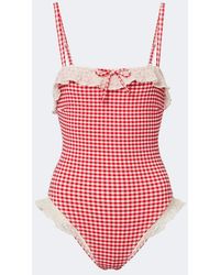 Montce - Jacelyn Gingham Ruffled Swimsuit - Lyst