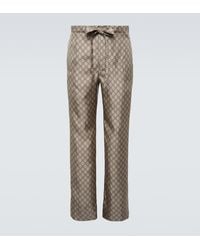 Gucci - Gg Silk Straight Pants - Lyst