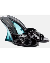 Dries Van Noten - Patent Leather Wedge Mules - Lyst