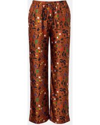 Asceno - Aurelia Printed Silk Twill Wide-Leg Pants - Lyst