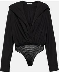 Alaïa - Hooded Cotton Bodysuit - Lyst