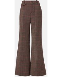 Chloé - Checked High-Rise Wool Flared Pants - Lyst