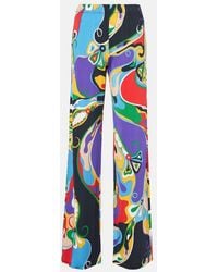 PUCCI - Printed Jersey Satin Straight Pants - Lyst