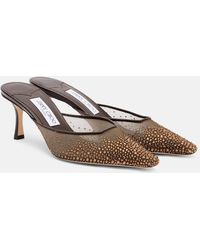 Jimmy Choo - Vivi 65 Crystal-Embellished Mesh Mules - Lyst