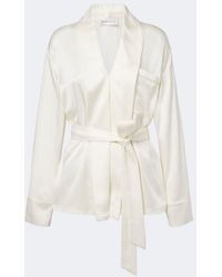 Victoria Beckham - Alba Belted Satin Blouse - Lyst