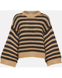 Brunello Cucinelli - Striped Wool, Cashmere, And Silk Sweater - Lyst