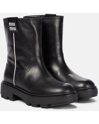 Miu Miu - Ankle Boots Aus Leder - Lyst