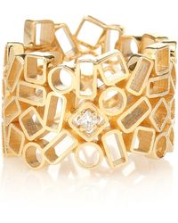 Suzanne Kalan Mosaic Eternity 18kt Yellow Gold And Diamond Ring - Metallic