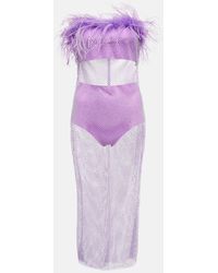 GIUSEPPE DI MORABITO - Feather-Trimmed Embellished Midi Dress - Lyst