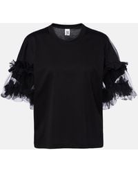 Noir Kei Ninomiya - Ruffled Tulle-Trimmed Cotton T-Shirt - Lyst