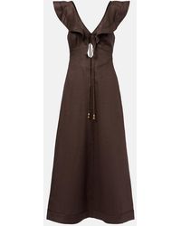 Zimmermann - Rhiannon Ruffled Linen Midi Dress - Lyst