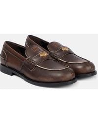 Miu Miu - Leather Distressed Penny Loafers - Lyst