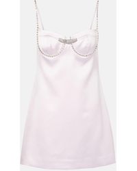 Self-Portrait - Verziertes Minikleid Aus Satin - Lyst