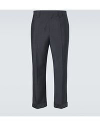 Versace - Cropped Wool And Mohair Straight Pants - Lyst