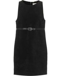 Saint Laurent Minikleid aus Veloursleder - Schwarz