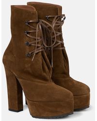 Alaïa - Ankle Boots Trekk Aus Veloursleder - Lyst