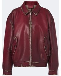 Prada - Distressed Houndstooth Leather Jacket - Lyst