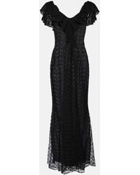 Alessandra Rich - Vestido De Fiesta De Encaje Con Lazo - Lyst