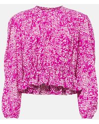 Isabel Marant - Gelina Printed Silk-Blend Top - Lyst