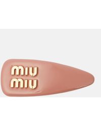 Miu Miu - Logo Patent Leather Hair Clip - Lyst