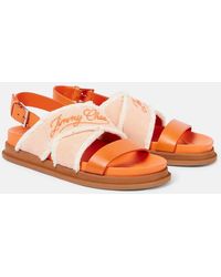 Jimmy Choo - Sandalen Joa Aus Canvas Und Leder - Lyst