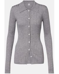 TOTEME - Ribbed-Knit Cashmere And Silk Cardigan - Lyst