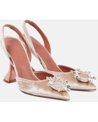 AMINA MUADDI - Begum 95 Embellished Velvet Slingback Pumps - Lyst