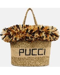 Emilio Pucci - Logo Fringe-trimmed Raffia Tote Bag - Lyst
