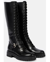 Gianvito Rossi - Miles Lace-Up Leather Knee-High Boots - Lyst