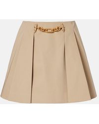 Balmain - Pleated Cotton Gabardine Miniskirt - Lyst