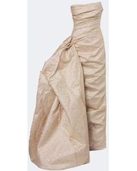 Marmar Halim - Draped Pleated Brocade Bustier Gown - Lyst