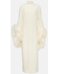 ‎Taller Marmo - Del Rio Feather-Trimmed Midi Dress - Lyst