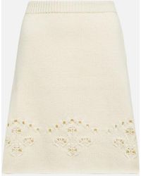 Chloé - Minifalda de lana con pointelle - Lyst