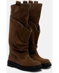 The Attico - Passeggiata Suede Combat Boots - Lyst
