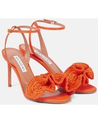 Aquazzura - Noches Tropicales 85 Raffia Sandals - Lyst