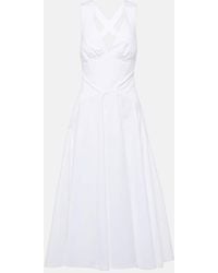 Alaïa - Vestido Midi De Popelin De Algodon - Lyst